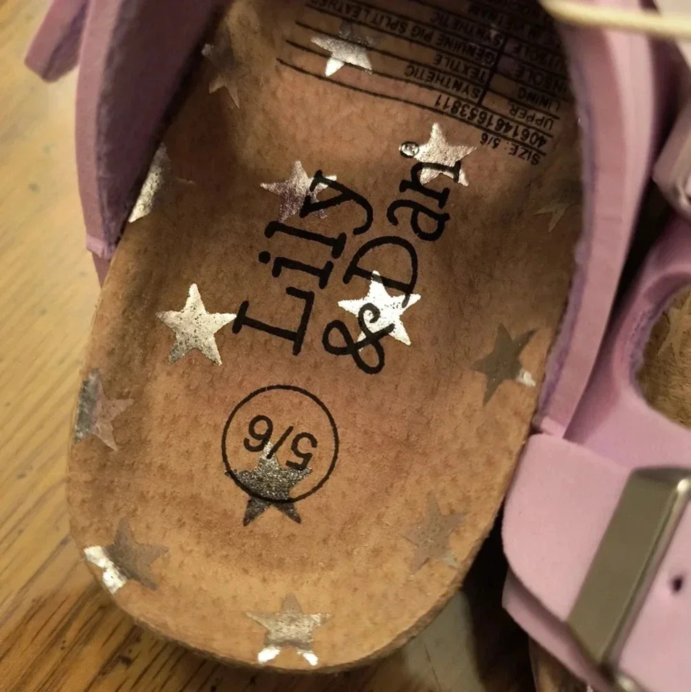 Lily Dan girls small sandals purple Star tan slip-on shoes summer spring buckle